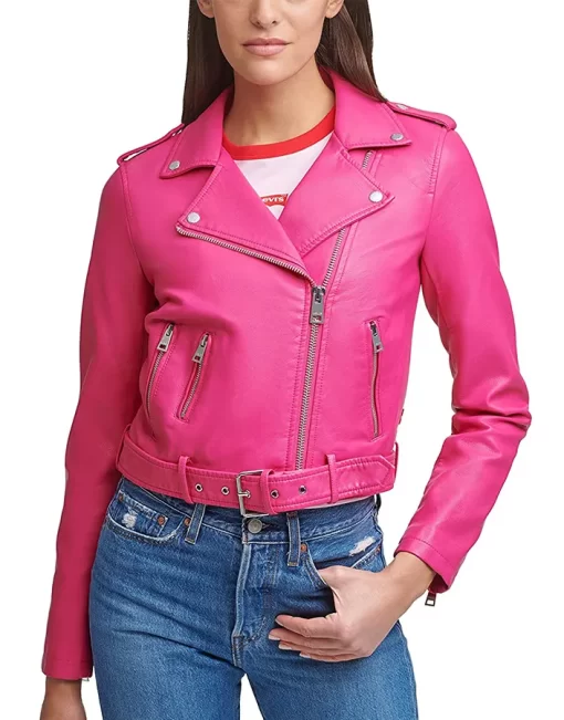 womens-belted-dark-pink-faux-leather-motorcycle-jacket