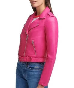 womens-belted-dark-pink-faux-leather-motorcycle-jacket