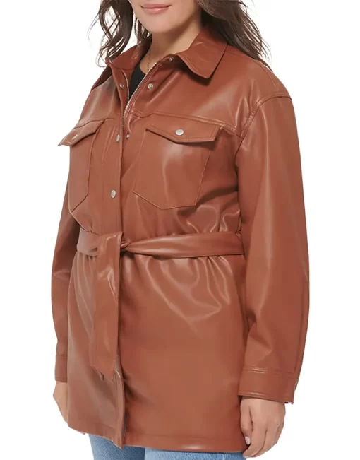 womens-brown-faux-leather-belted-shirt-jacket
