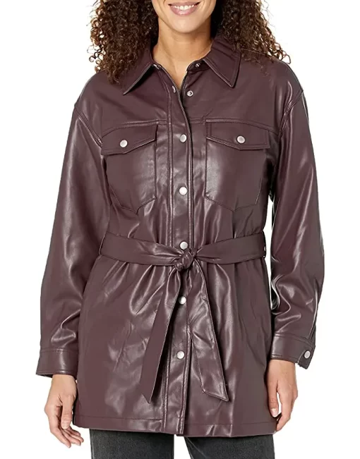 womens-burgundy-faux-leather-belted-shirt-jacket