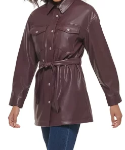 womens-burgundy-faux-leather-belted-shirt-jacket