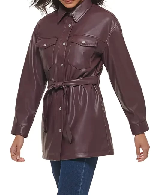 womens-burgundy-faux-leather-belted-shirt-jacket