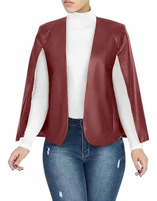 womens-burgundy-faux-leather-open-front-jacket