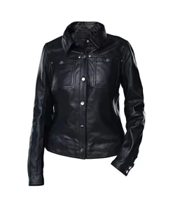 womens-button-front-shirt-collar-black-faux-leather-jacket