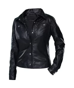 womens-button-front-shirt-collar-black-faux-leather-jacket