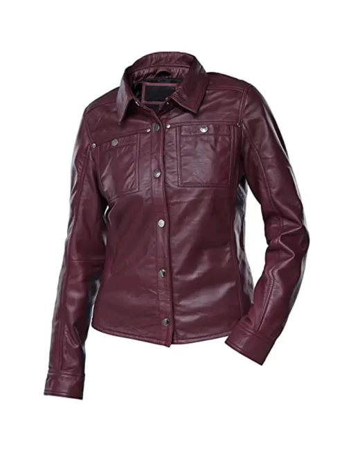 womens-button-front-shirt-collar-burgundy-faux-leather-jacket