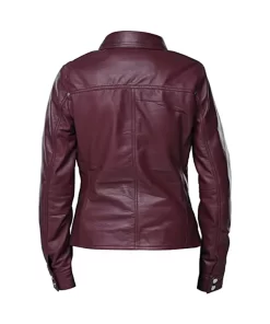 womens-button-front-shirt-collar-burgundy-faux-leather-jacket
