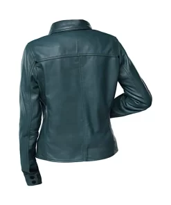womens-button-front-shirt-collar-green-faux-leather-jacket