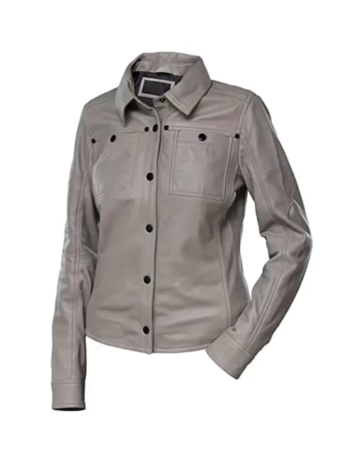 womens-button-front-shirt-collar-grey-faux-leather-jacket