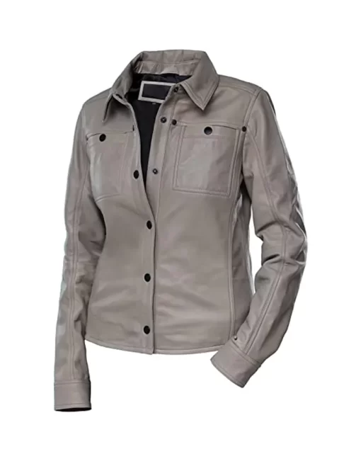 womens-button-front-shirt-collar-grey-faux-leather-jacket