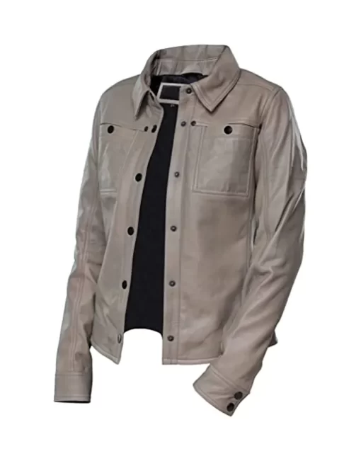 womens-button-front-shirt-collar-grey-faux-leather-jacket