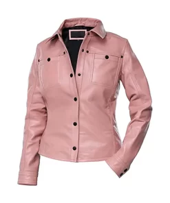 womens-button-front-shirt-collar-light-pink-faux-leather-jacket