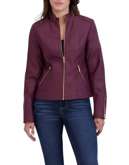 womens-casual-zipper-pockets-maroon-faux-leather-jacket