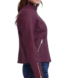 womens-casual-zipper-pockets-maroon-faux-leather-jacket