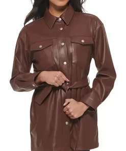 womens-chocolate-brown-faux-leather-belted-shirt-jacket