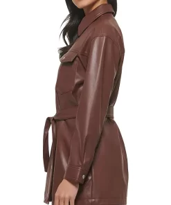 womens-chocolate-brown-faux-leather-belted-shirt-jacket