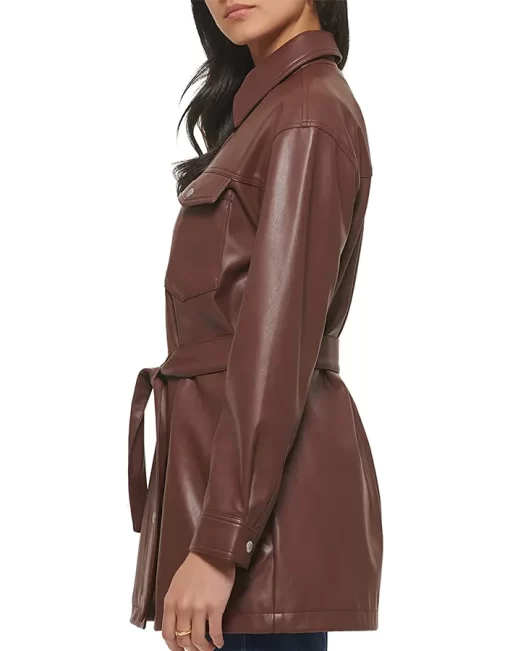 womens-chocolate-brown-faux-leather-belted-shirt-jacket
