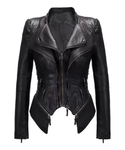 womens-dual-lapel-collar-black-faux-leather-jacket