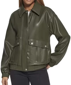 womens-green-faux-leather-dad-bomber-jacket