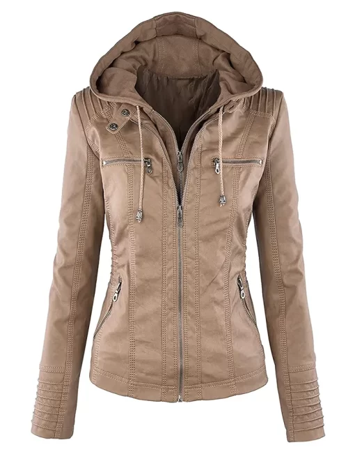 womens-khaki-faux-leather-motorcycle-jacket-with-removable-hood