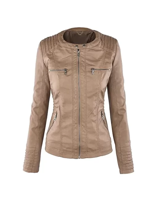 womens-khaki-faux-leather-motorcycle-jacket-with-removable-hood