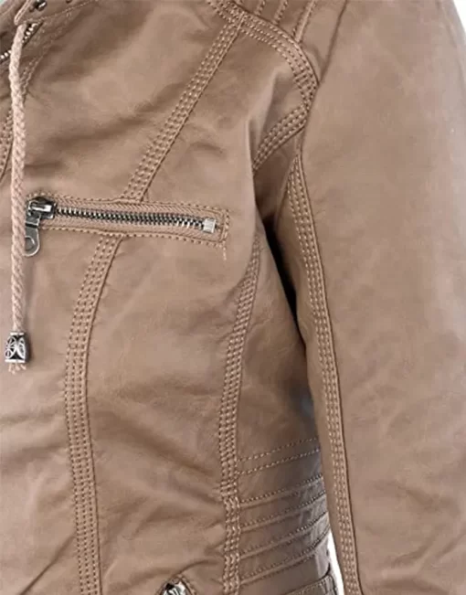 womens-khaki-faux-leather-motorcycle-jacket-with-removable-hood