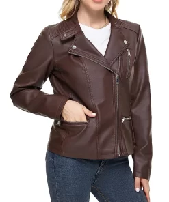 womens-lapel-collar-coffee-brown-faux-leather-jacket
