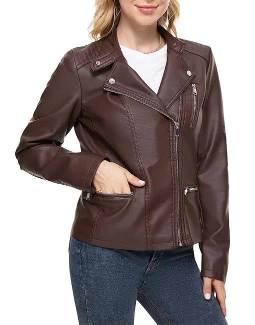womens-lapel-collar-coffee-brown-faux-leather-jacket