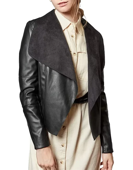 womens-open-front-black-faux-leather-blazer-jacket