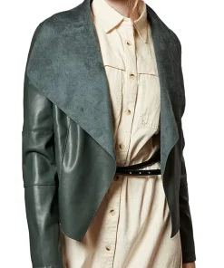 womens-open-front-green-faux-leather-blazer-jacket