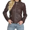 womens-stand-collar-dark-brown-faux-leather-jacket