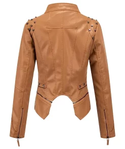 womens-studded-brown-faux-leather-biker-jacket
