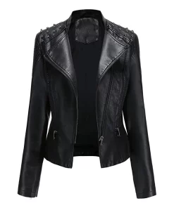 womens-studded-shoulder-black-faux-leather-jacket
