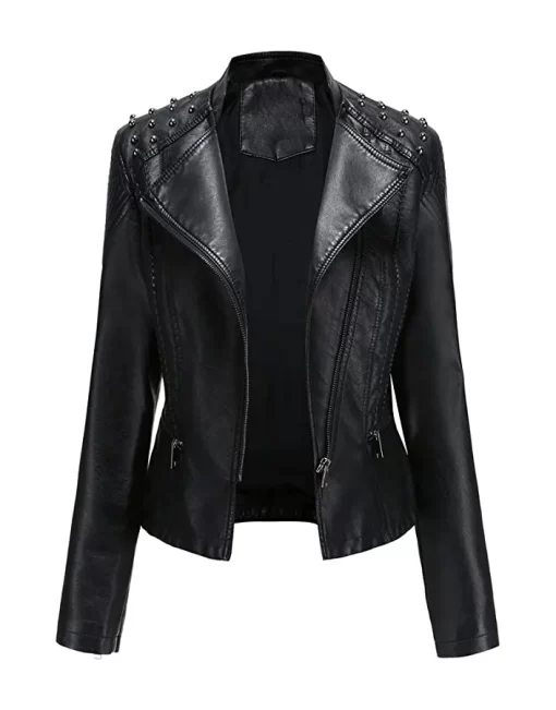 womens-studded-shoulder-black-faux-leather-jacket