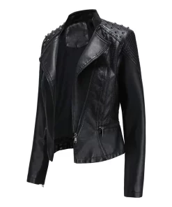 womens-studded-shoulder-black-faux-leather-jacket