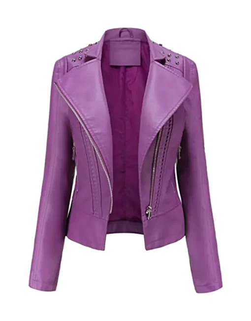 womens-studded-shoulder-purple-faux-leather-jacket