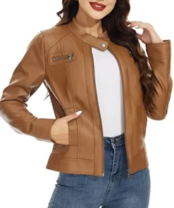 womens-zip-up-brown-faux-leather-slim-fit-jacket