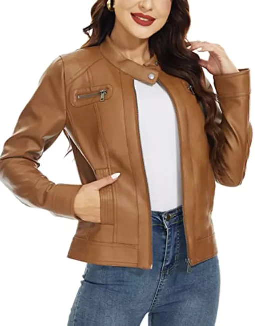 womens-zip-up-brown-faux-leather-slim-fit-jacket