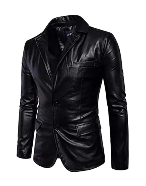 mens-slim-fit-elegant-black-faux-leather-blazer