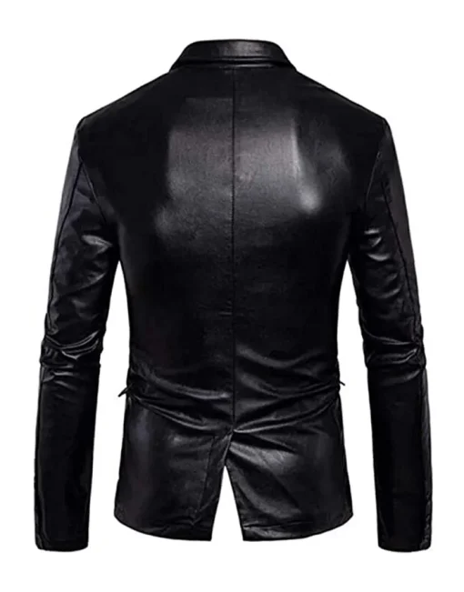 mens-slim-fit-elegant-black-faux-leather-blazer
