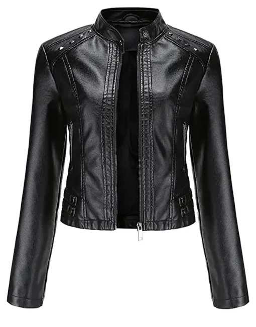 womens-stand-collar-cropped-black-faux-leather-jacket