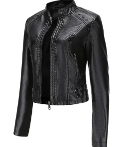 womens-stand-collar-cropped-black-faux-leather-jacket