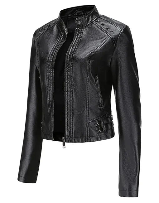 womens-stand-collar-cropped-black-faux-leather-jacket