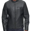 mens-banded-collar-black-faux-leather-racer-jacket