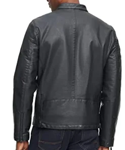 mens-banded-collar-black-faux-leather-racer-jacket