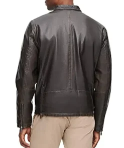 mens-banded-collar-brown-faux-leather-racer-jacket
