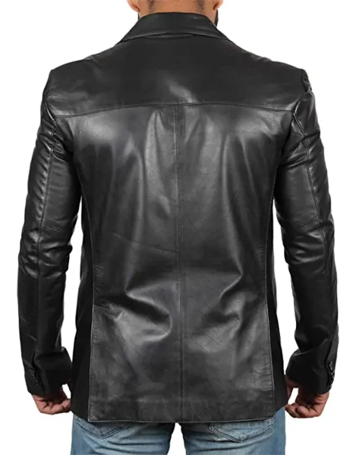 mens-black-faux-leather-blazer