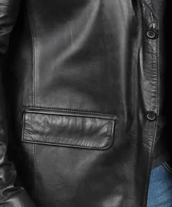 mens-black-faux-leather-blazer