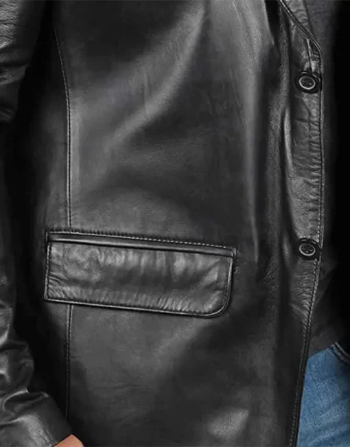 mens-black-faux-leather-blazer