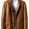 mens-brown-faux-leather-two-button-blazer